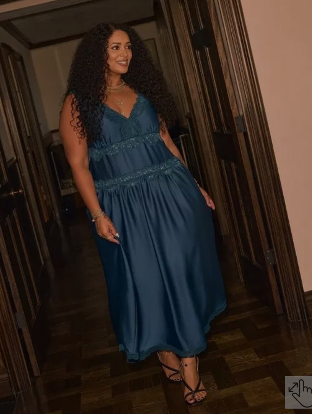 Torrid Festi Lace-Trim Maxi drop waist Dress in a deep teal blue size 1X NWT